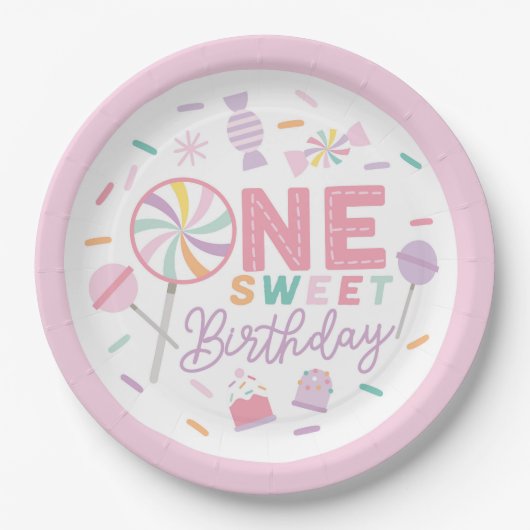 One Sweet Birthday 9" Paper Plate ペーパープレート (正面)
