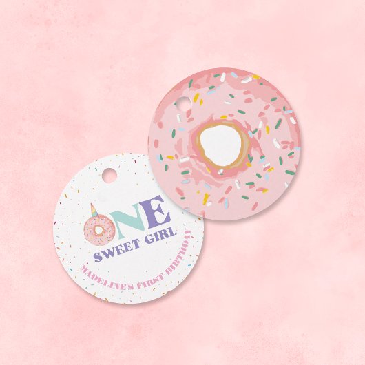 One Sweet Girl Pastel Unicorn Donuts Birthday フェイバータグ