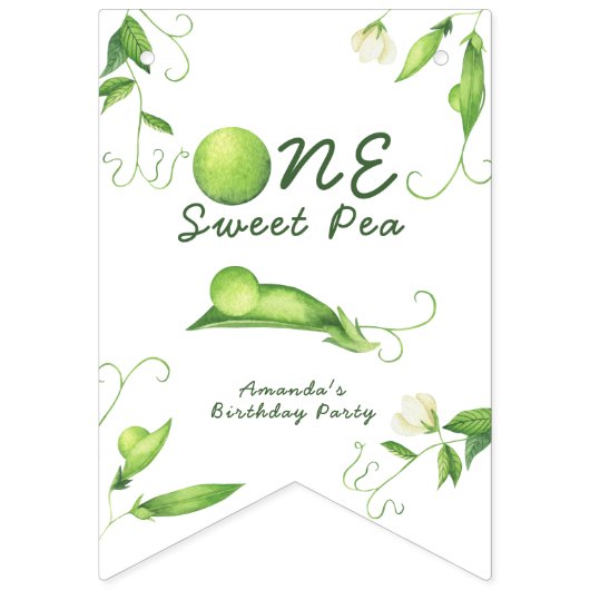 One Sweet Pea First Birthday バンティングフラッグ (第1の旗)
