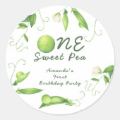 One Sweet Pea First Birthday ラウンドシール (正面)