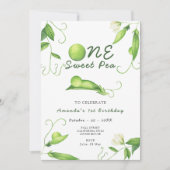 One Sweet Pea First Birthday Party 招待状 (正面)
