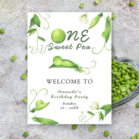 One Sweet Pea First Birthday Party Welcome ポスター