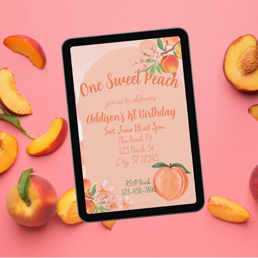 One Sweet Peach, 1st Birthday 招待状