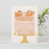One Sweet Peach 1st Birthday Girl Boho Peach Party 招待状 (スタンド正面)