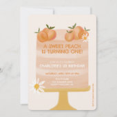 One Sweet Peach 1st Birthday Girl Boho Peach Party 招待状 (正面)