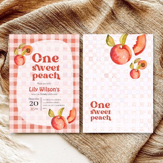 One Sweet Peach 1st Birthday Invitation | Girl 招待状