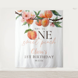 One Sweet Peach 1st Birthday Photo Backdrop タペストリー