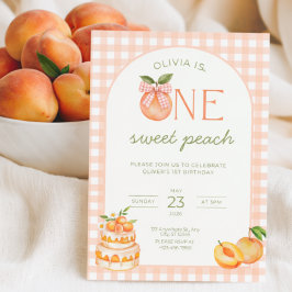 One Sweet Peach Birthday Invitation Girl 1st 招待状