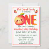 One Sweet Peach First Birthday Invitation 招待状 (正面)