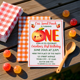 One Sweet Peach First Birthday Invitation 招待状