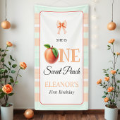 One sweet peach First Birthday watercolor stripes 横断幕