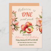 ONE Sweet Peach Girl Summerフローラ1st Birthday 招待状 (正面/裏面)