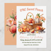 ONE Sweet Peach Girl Summer Picnic 1st Birthday 招待状 (正面/裏面)