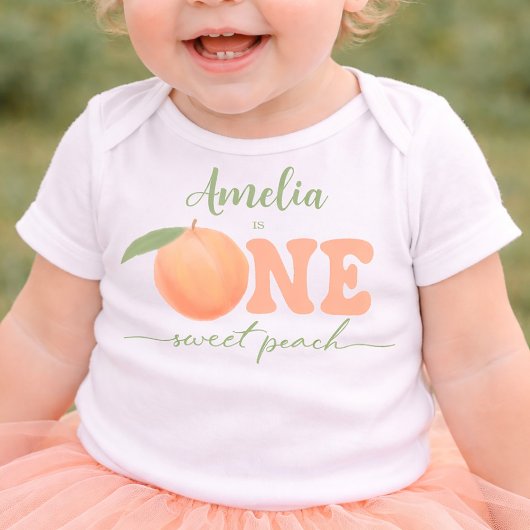 One Sweet Peach Girls First Birthday ベビーTシャツ