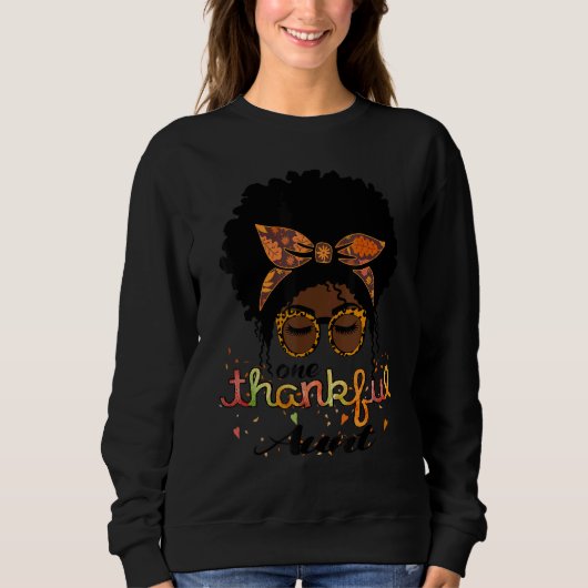 One Thankful Aunt Afro American Women Fall Thanksg スウェットシャツ (正面)