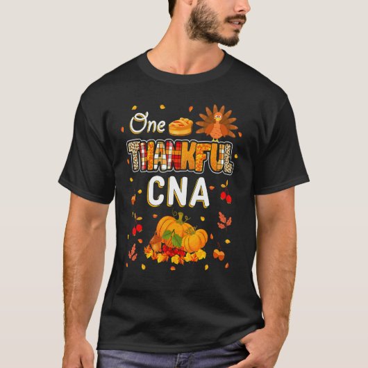 One Thankful CNA Fall Leaves Autumn CNA Thanksgivi Tシャツ (正面)