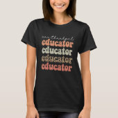 One Thankful Educator Autumn Tree Fall Leaves Than Tシャツ (正面)