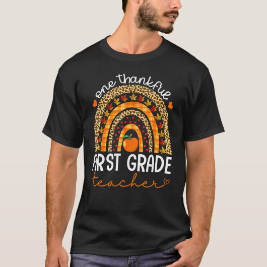 One Thankful First Grade Teacher Thanksgiving Rain Tシャツ (正面)