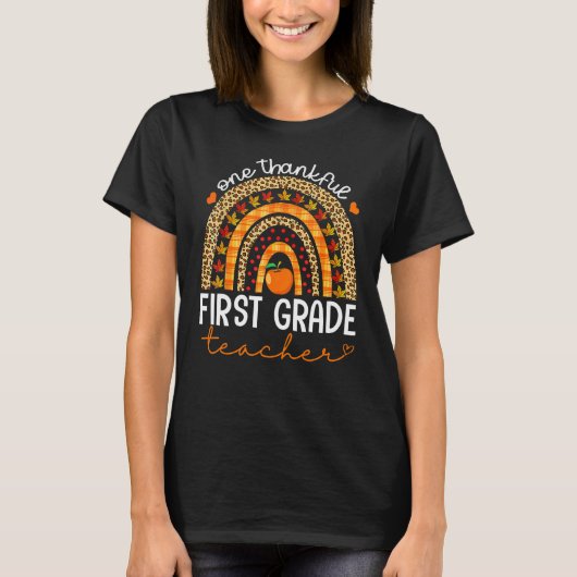One Thankful First Grade Teacher Thanksgiving Rain Tシャツ (正面)