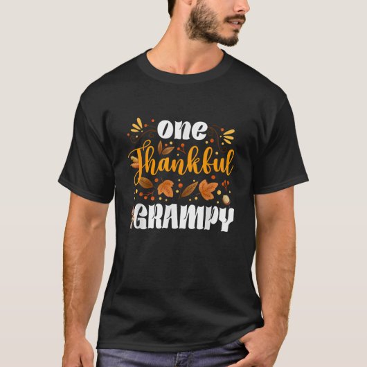 One Thankful Grampy Happy Thaksgiving Turkey Fall Tシャツ (正面)