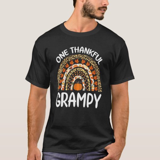 One Thankful Grampy Thanksgiving Rainbow Leopard F Tシャツ (正面)