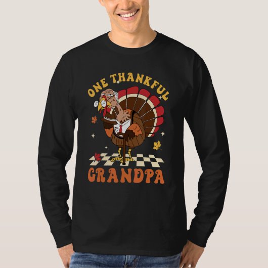 One Thankful Grandpa Turkey Autumn Fall Thanksgivi Tシャツ (正面)