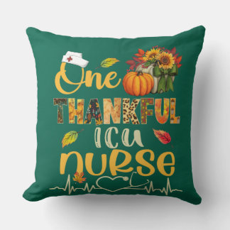 One Thankful ICU Nurse Pumpkin Stethoscope Thanksg クッション