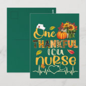 One Thankful ICU Nurse Pumpkin Stethoscope Thanksg ポストカード (正面/裏面)
