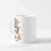 One Thankful Mama Funny Messy Bun Fall Autumn Than コーヒーマグカップ (正面左)