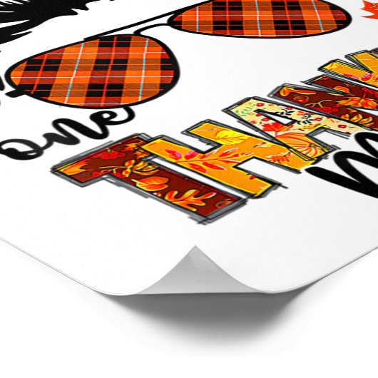 One Thankful Mama Funny Messy Bun Fall Autumn Than ポスター (角)