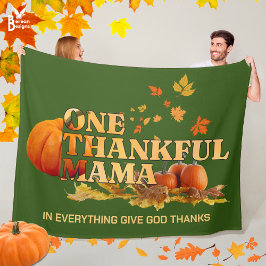 ONE THANKFUL MAMA MOM Christian Thanksgiving フリースブランケット