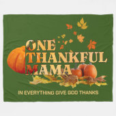 ONE THANKFUL MAMA MOM Christian Thanksgiving フリースブランケット (正面(横))