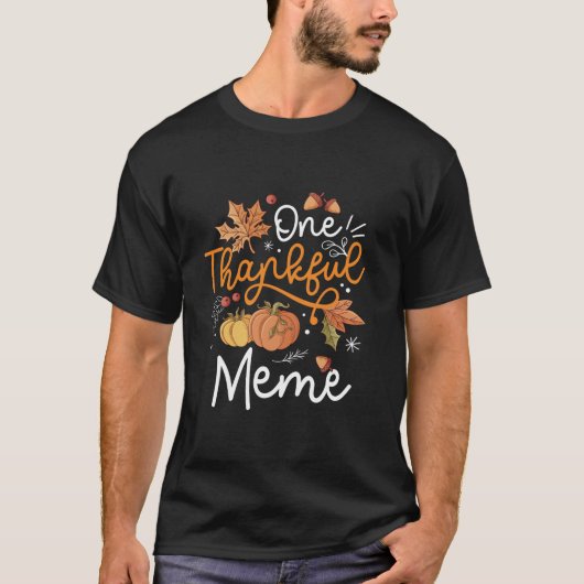 One Thankful Meme Happy Thaksgiving Day Pumpkin Fa Tシャツ (正面)
