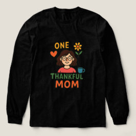 One Thankful Mom – Cute Cartoon Mother with Glasse トライブレンドＴシャツ