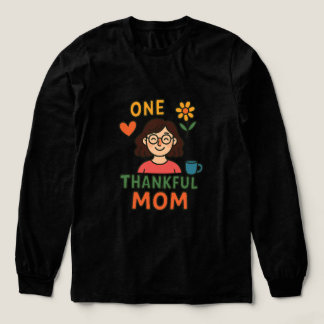 One Thankful Mom – Cute Cartoon Mother with Glasse トライブレンドＴシャツ