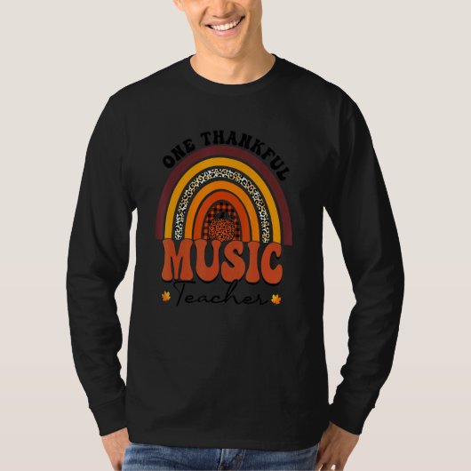 One Thankful Music Teacher Rainbow Leopard Groovy  Tシャツ (正面)