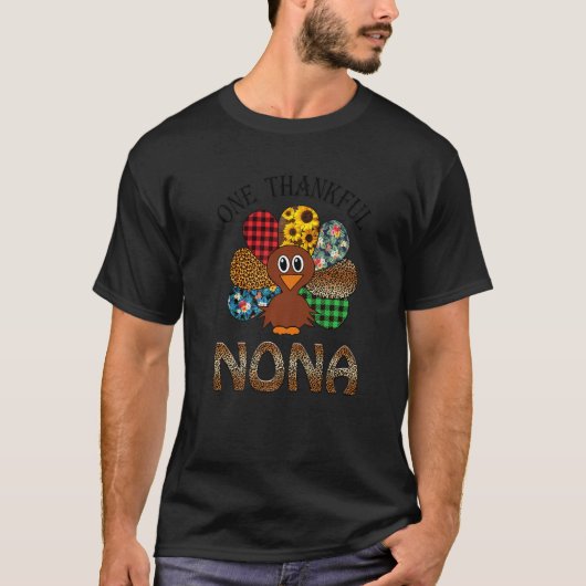 One Thankful Nona Turkey Leopard Thankgivings Tシャツ (正面)
