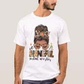 One Thankful Postal Worker Messy Bun Fall Funny Th Tシャツ (正面)