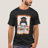 One Thankful Realtor Messy Bun Women Fall Cute Tha Tシャツ (正面)