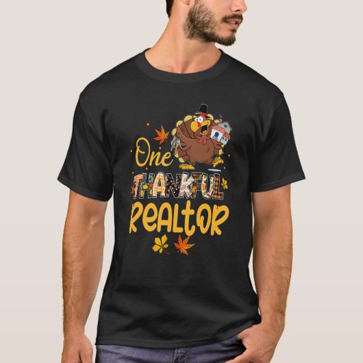 One Thankful Realtor Turkey Pilgrim Hat Thanksgivi Tシャツ (正面)