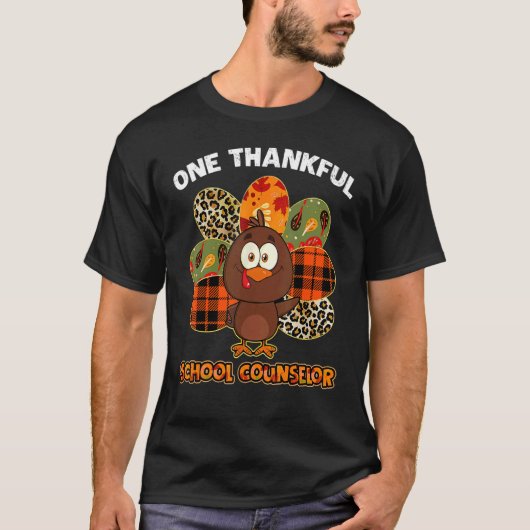 One Thankful School Counselor Turkey Fall Thanksgi Tシャツ (正面)