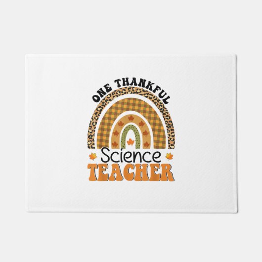 One Thankful Science先生Groovy Thanksgiving R ドアマット (正面)