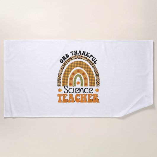 One Thankful Science先生Groovy Thanksgiving R ビーチタオル (正面)
