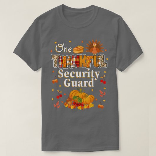 One Thankful Security Guard Fall Autumn Thanksgivi Tシャツ (デザイン正面)