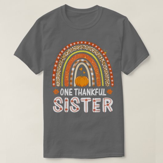 One Thankful Sister Rainbow Leopard Fall Autumn Th Tシャツ (デザイン正面)