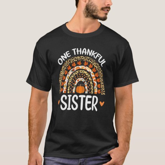 One Thankful Sister Thanksgiving Rainbow Leopard F Tシャツ (正面)