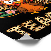 One Thankful Teacher Funny Cute Turkey Thanksgivin ポスター (角)