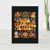 One Thankful Teacher Thanksgiving Groovy Fall Autu カード (正面)