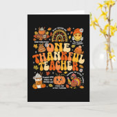 One Thankful Teacher Thanksgiving Groovy Fall Autu カード (黄色い花)