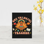 One Thankful Teacher Thanksgiving Turkey Cute Penc カード (黄色い花)